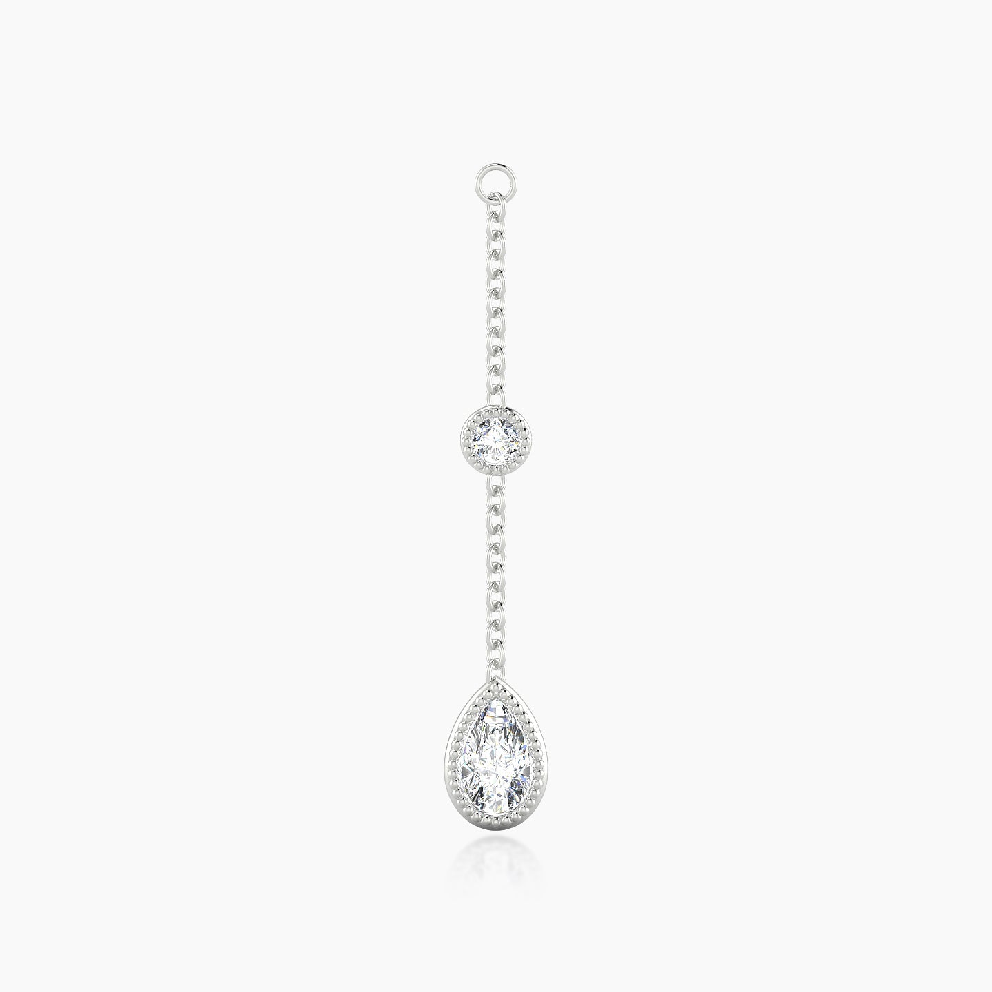 Alcyone | 18k White Gold 28 mm Pear Diamond Chain Charm