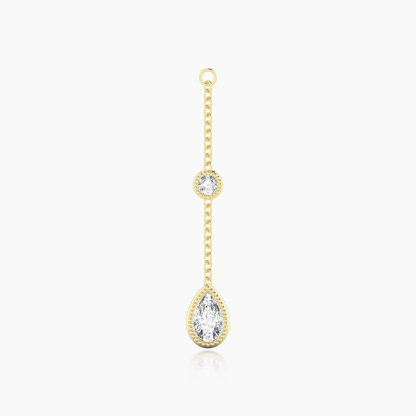 Alcyone | 18k Yellow Gold 28 mm Pear Diamond Chain Charm