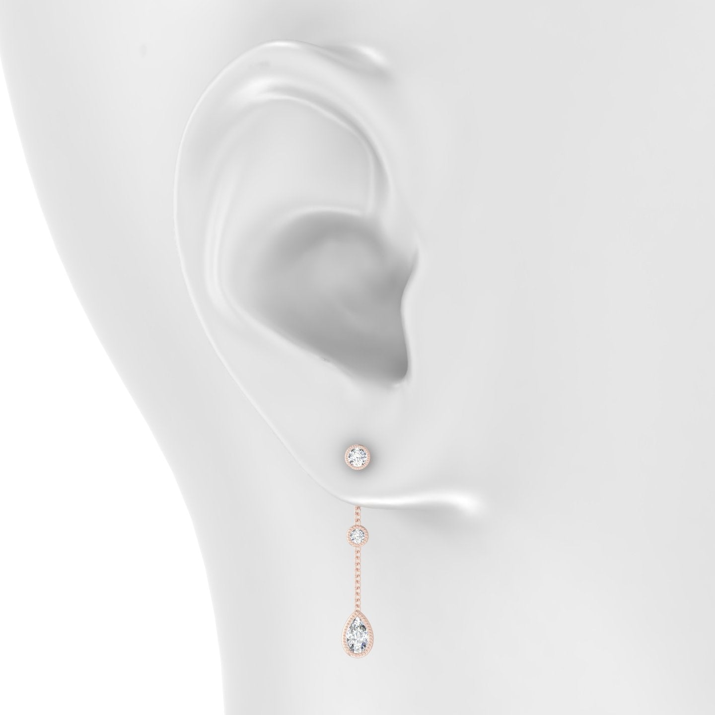 Alcyone | 18k Rose Gold 28 mm Pear Diamond Chain Charm