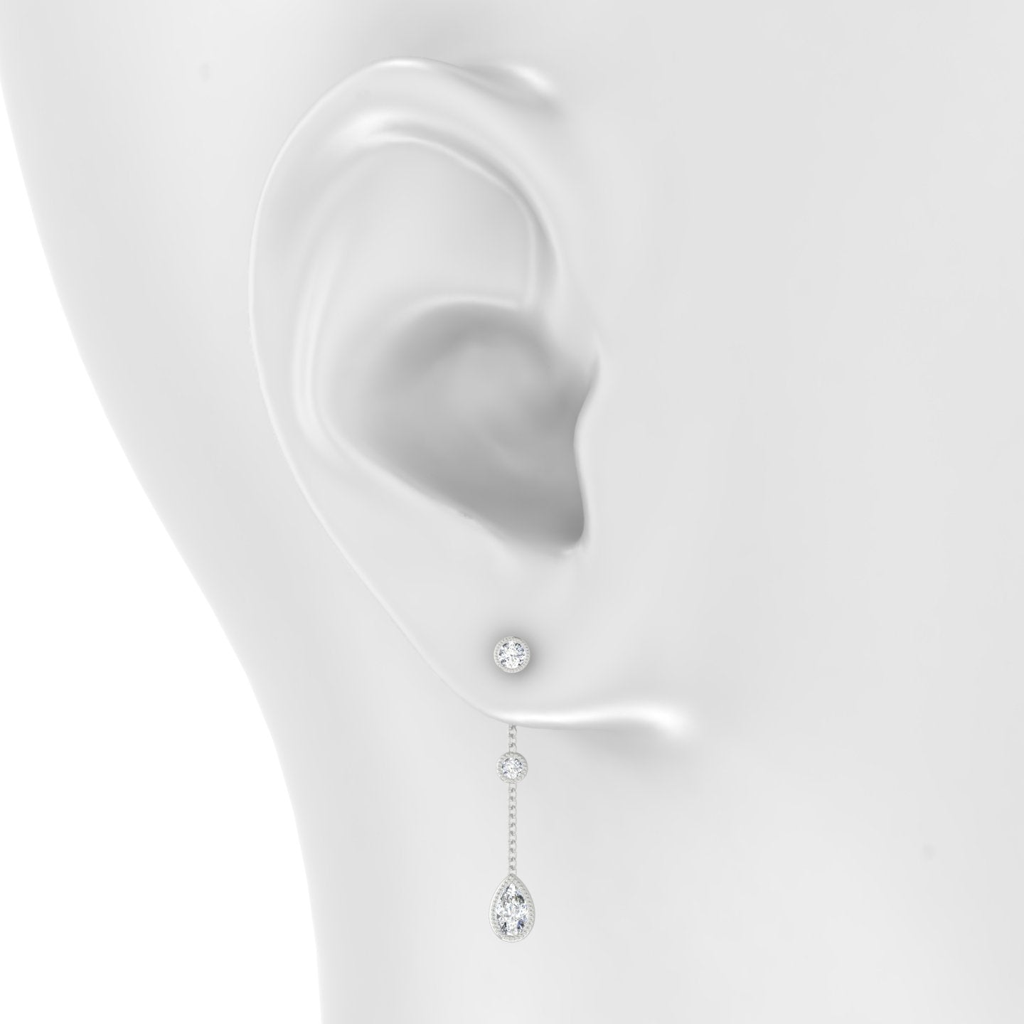 Alcyone | 18k White Gold 28 mm Pear Diamond Chain Charm