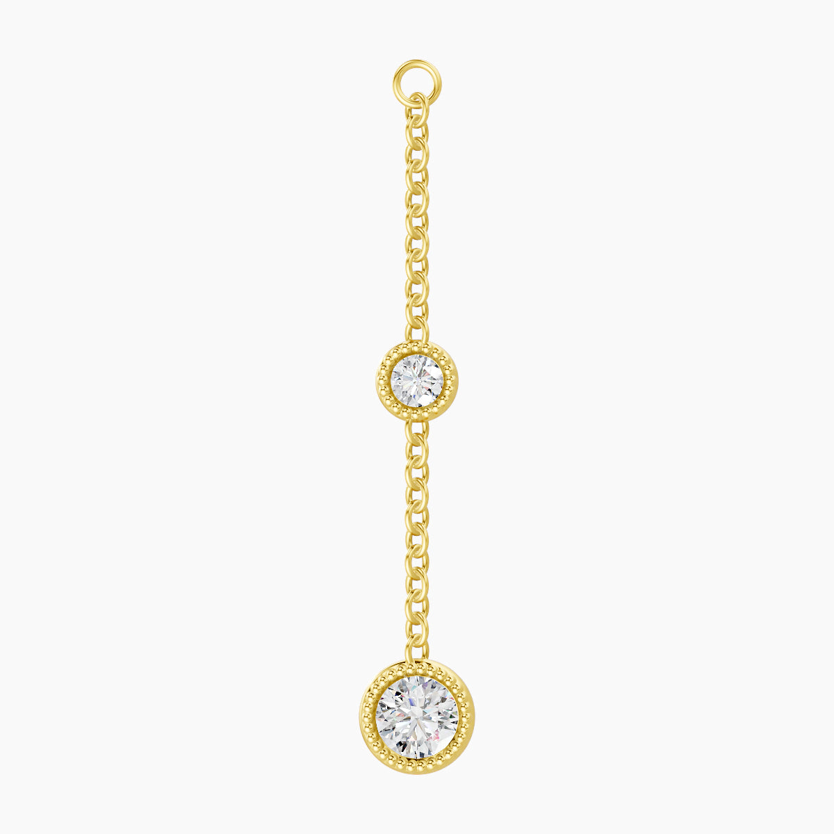 Alcyone | 18k Yellow Gold 24 mm Round Diamond Chain Charm