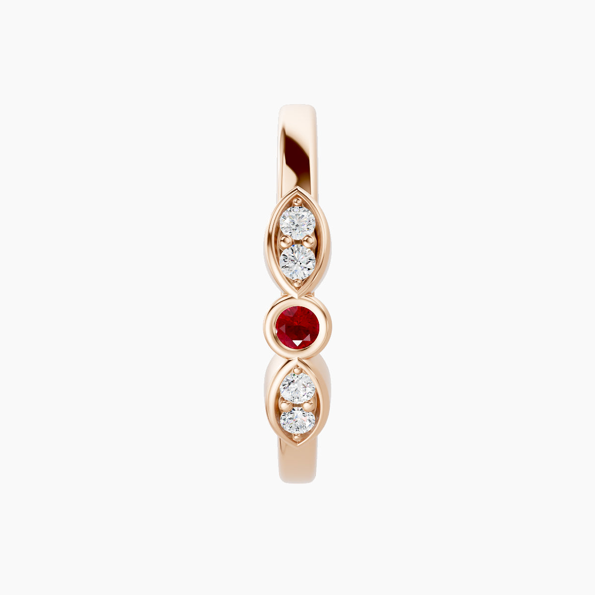 Anahita | 18k Rose Gold 11 mm Ruby & Diamond Hoop Piercing