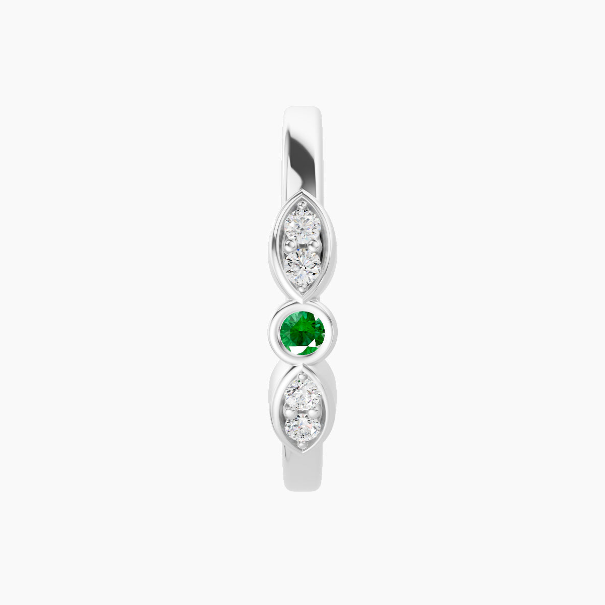 Anahita | 18k White Gold 11 mm Emerald & Diamond Hoop Piercing