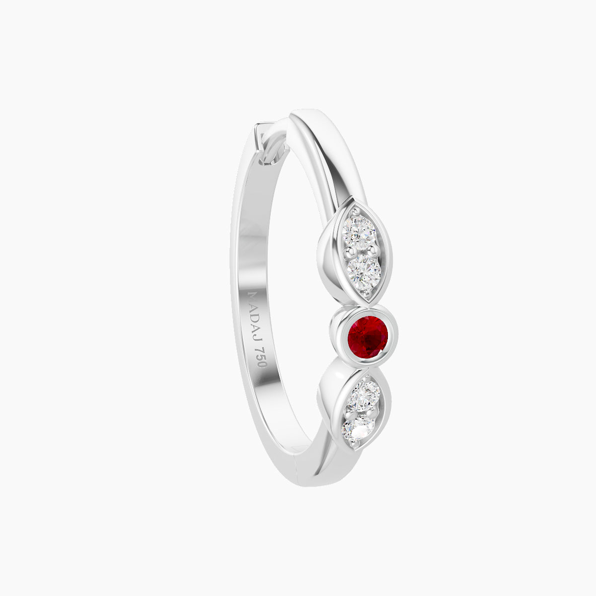 Anahita | 18k White Gold 11 mm Ruby & Diamond Hoop Piercing