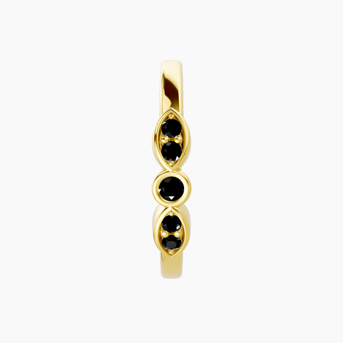 Anahita | 18k Yellow Gold 11 mm Black Diamond Hoop Piercing