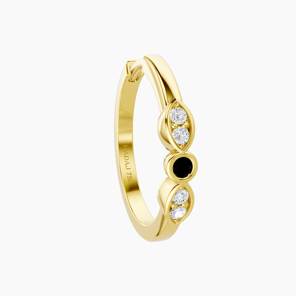 Anahita | 18k Yellow Gold 11 mm Black Diamond & Diamond Hoop Piercing