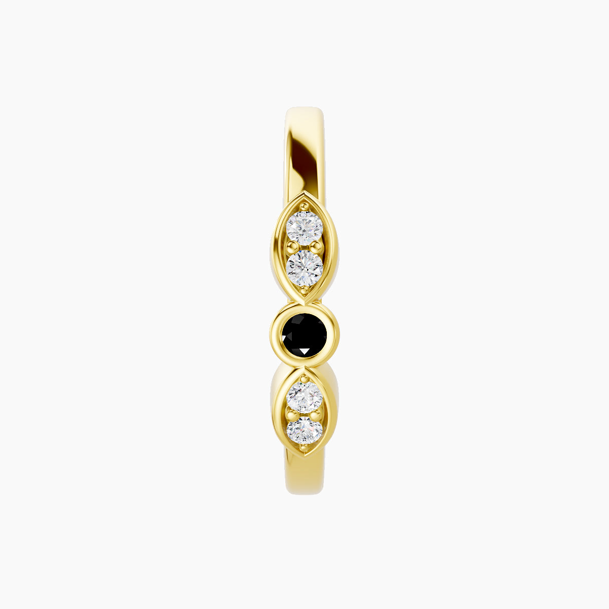 Anahita | 18k Yellow Gold 11 mm Black Diamond & Diamond Hoop Piercing