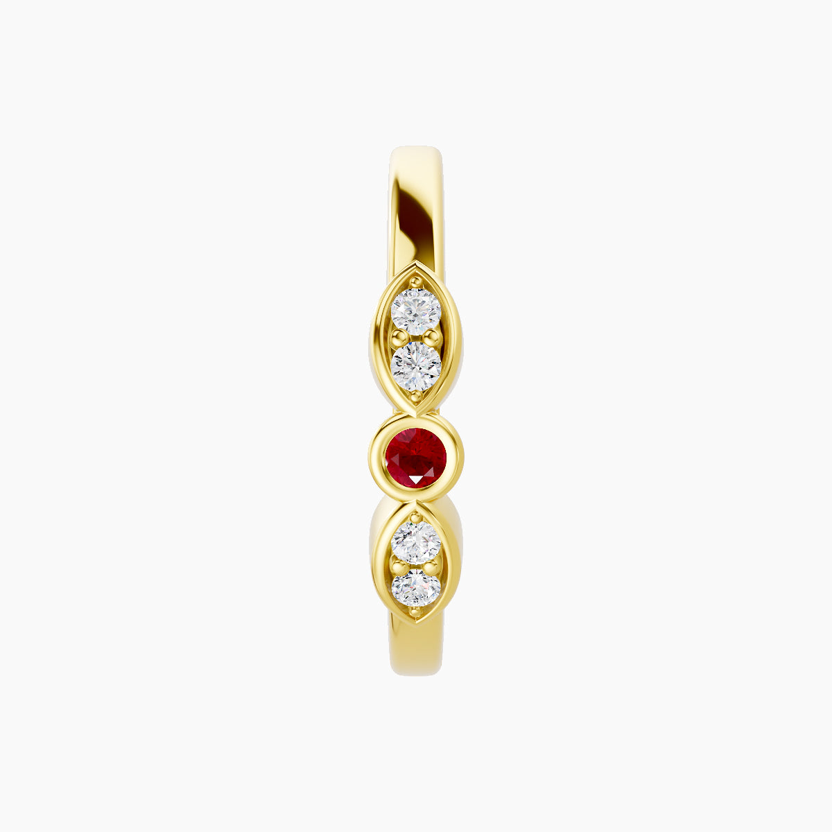 Anahita | 18k Yellow Gold 11 mm Ruby & Diamond Hoop Piercing