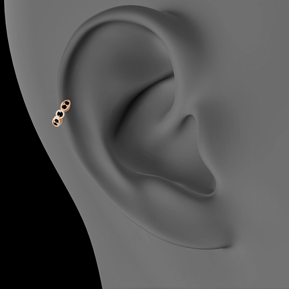 Anahita | 18k Rose Gold 5 mm Black Diamond Hoop Piercing