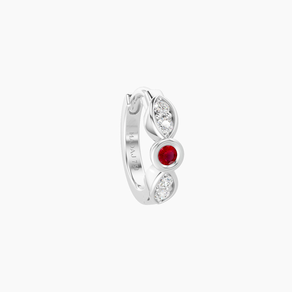 Anahita | 18k White Gold 6.5 mm Ruby & Diamond Hoop Piercing
