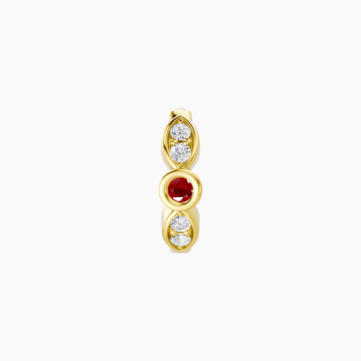 Anahita | 18k Yellow Gold 6.5 mm Ruby & Diamond Hoop Piercing