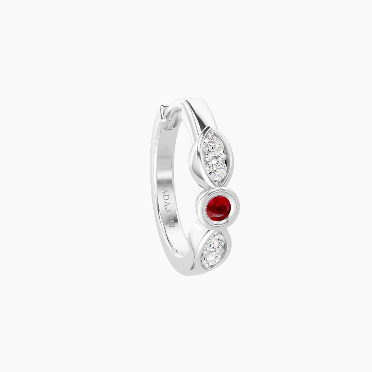 Anahita | 18k White Gold 8 mm Ruby & Diamond Hoop Piercing