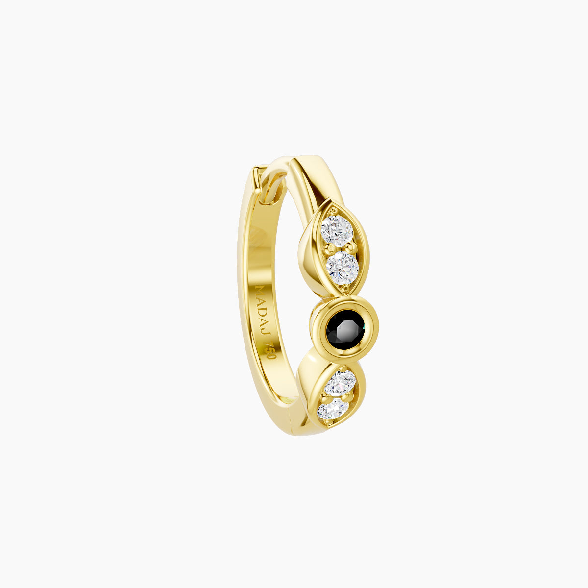 Anahita | 18k Yellow Gold 8 mm Black Diamond & Diamond Hoop Piercing