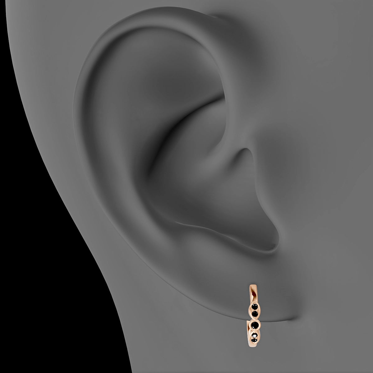 Anahita | 18k Rose Gold 9.5 mm Black Diamond Hoop Piercing