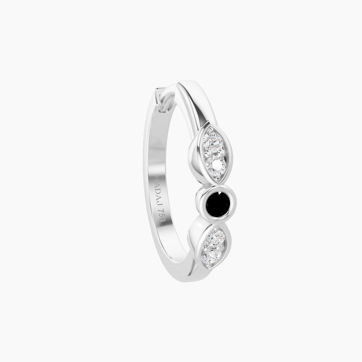 Anahita | 18k White Gold 9.5 mm Black Diamond & Diamond Hoop Piercing