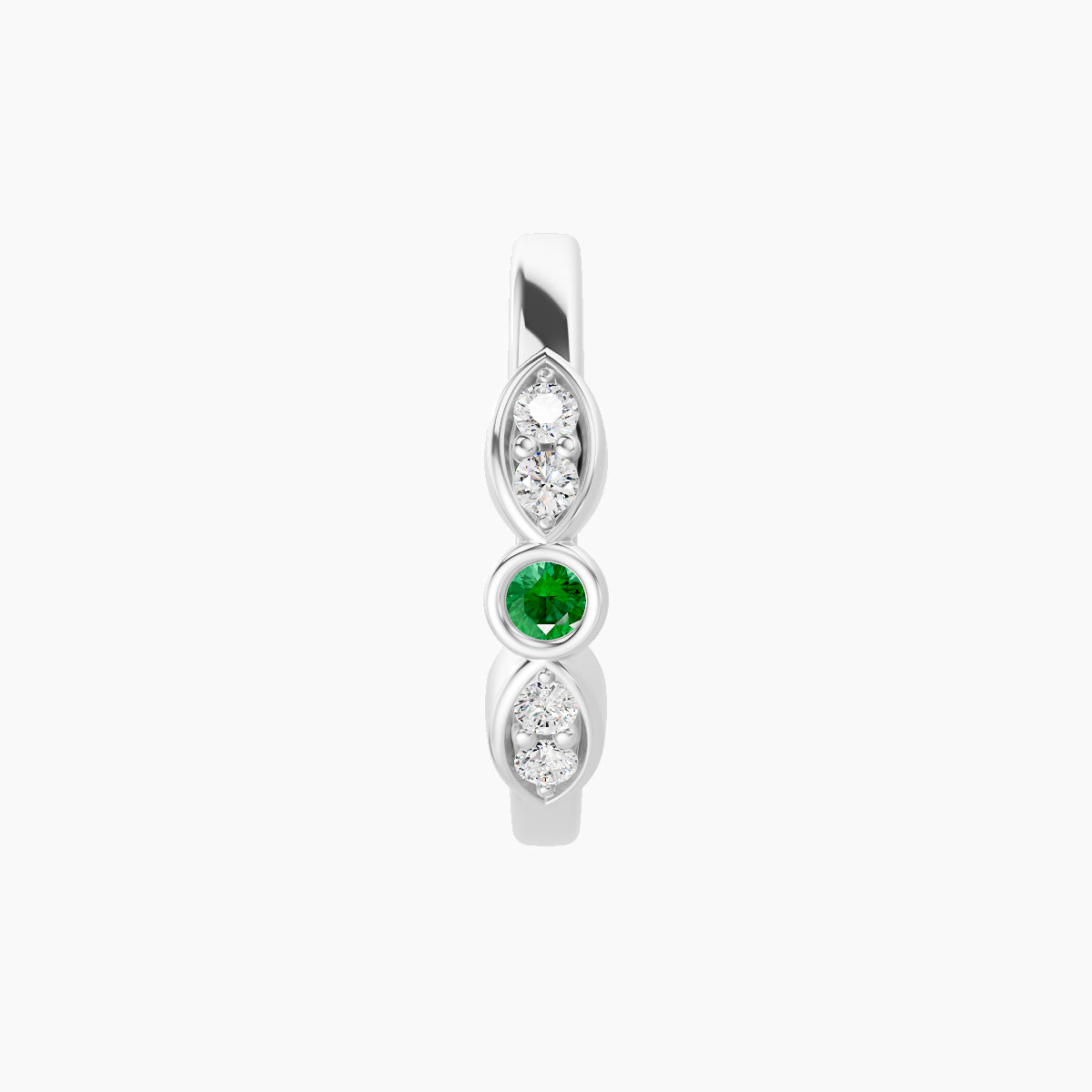 Anahita | 18k White Gold 9.5 mm Emerald & Diamond Hoop Piercing