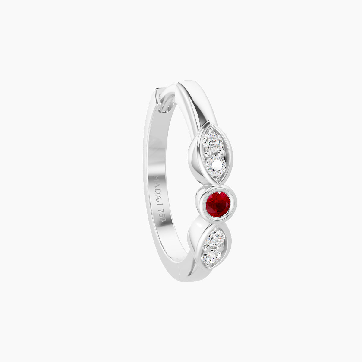 Anahita | 18k White Gold 9.5 mm Ruby & Diamond Hoop Piercing