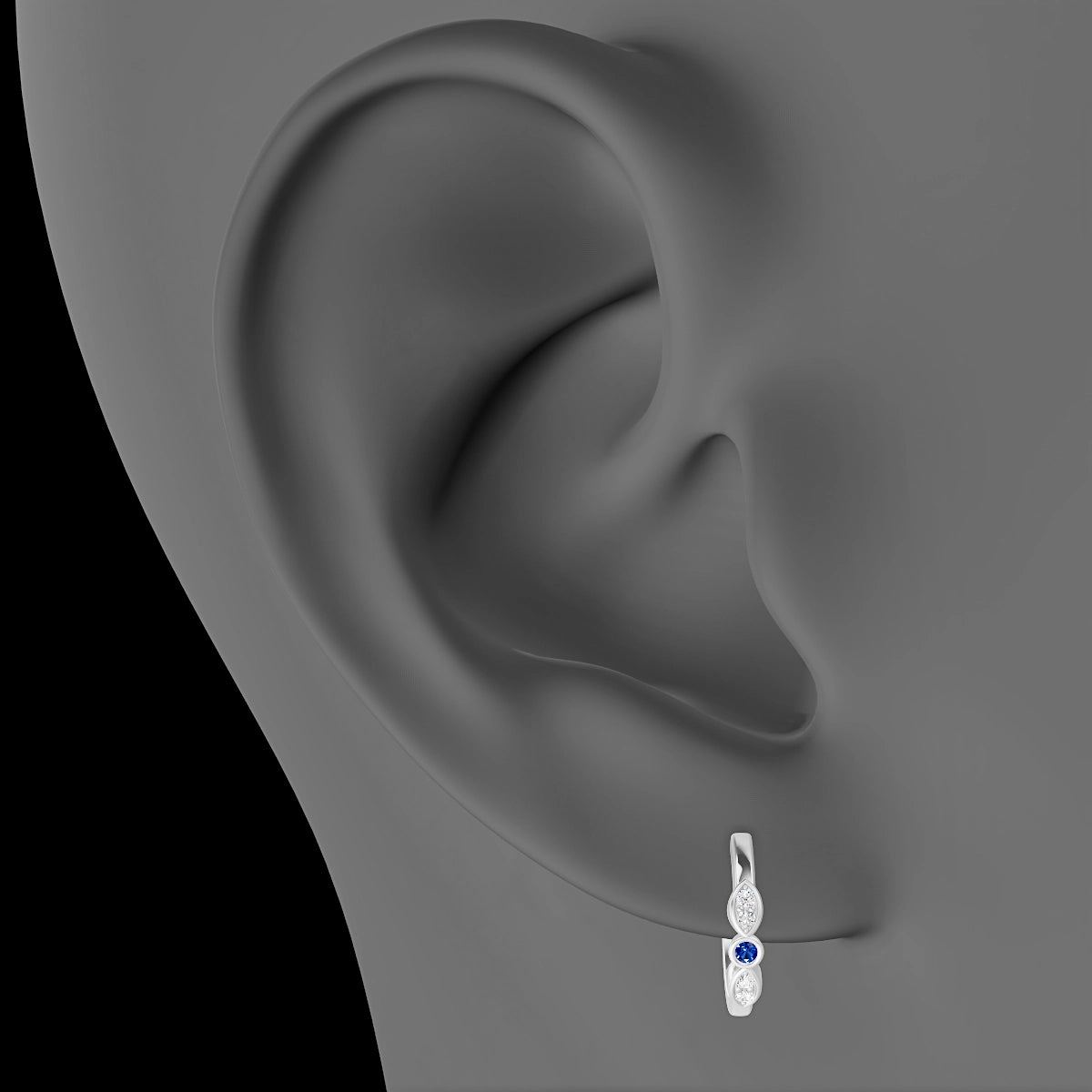 Anahita | 18k White Gold 9.5 mm Sapphire & Diamond Hoop Piercing