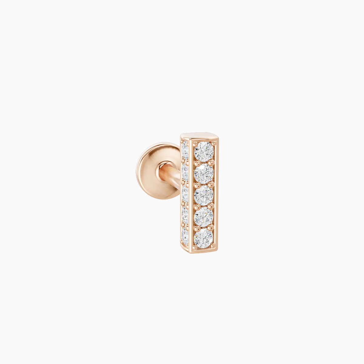 Aria | 18k Rose Gold 6.5 mm 5 mm Bar Diamond Nose Piercing