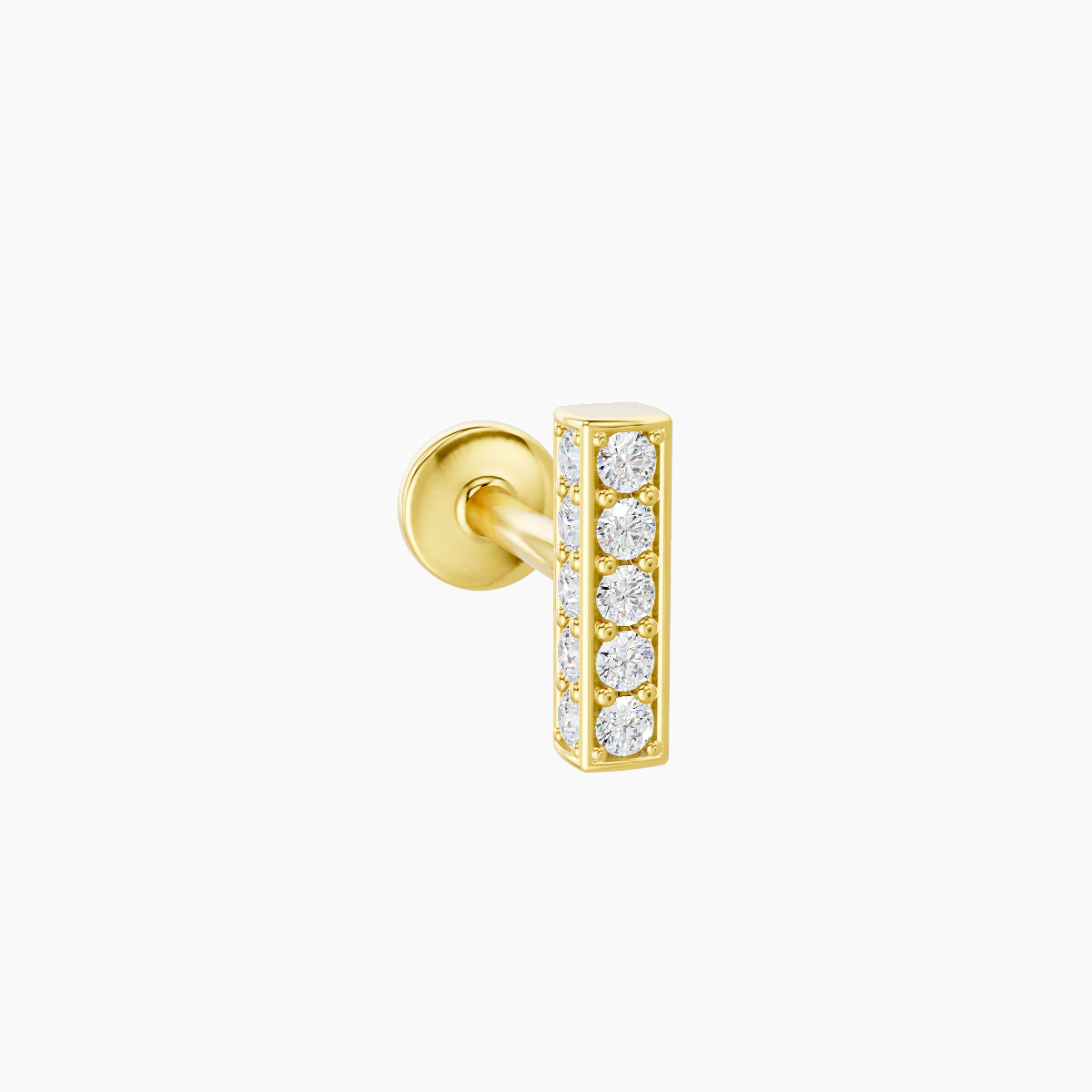 Aria | 18k Yellow Gold 6.5 mm 6.5 mm Bar Diamond Nose Piercing