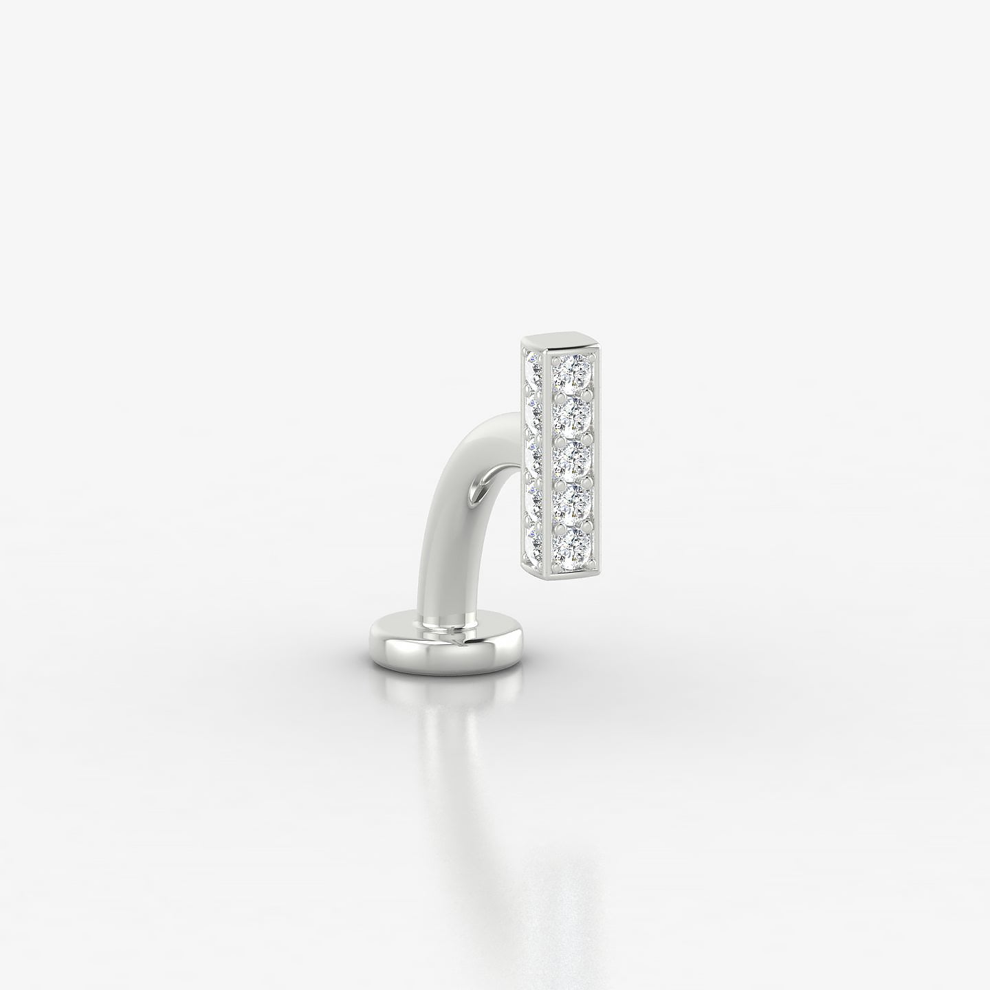 Aria | 18k White Gold 6.5 mm 8 mm Bar Diamond Floating Navel Piercing
