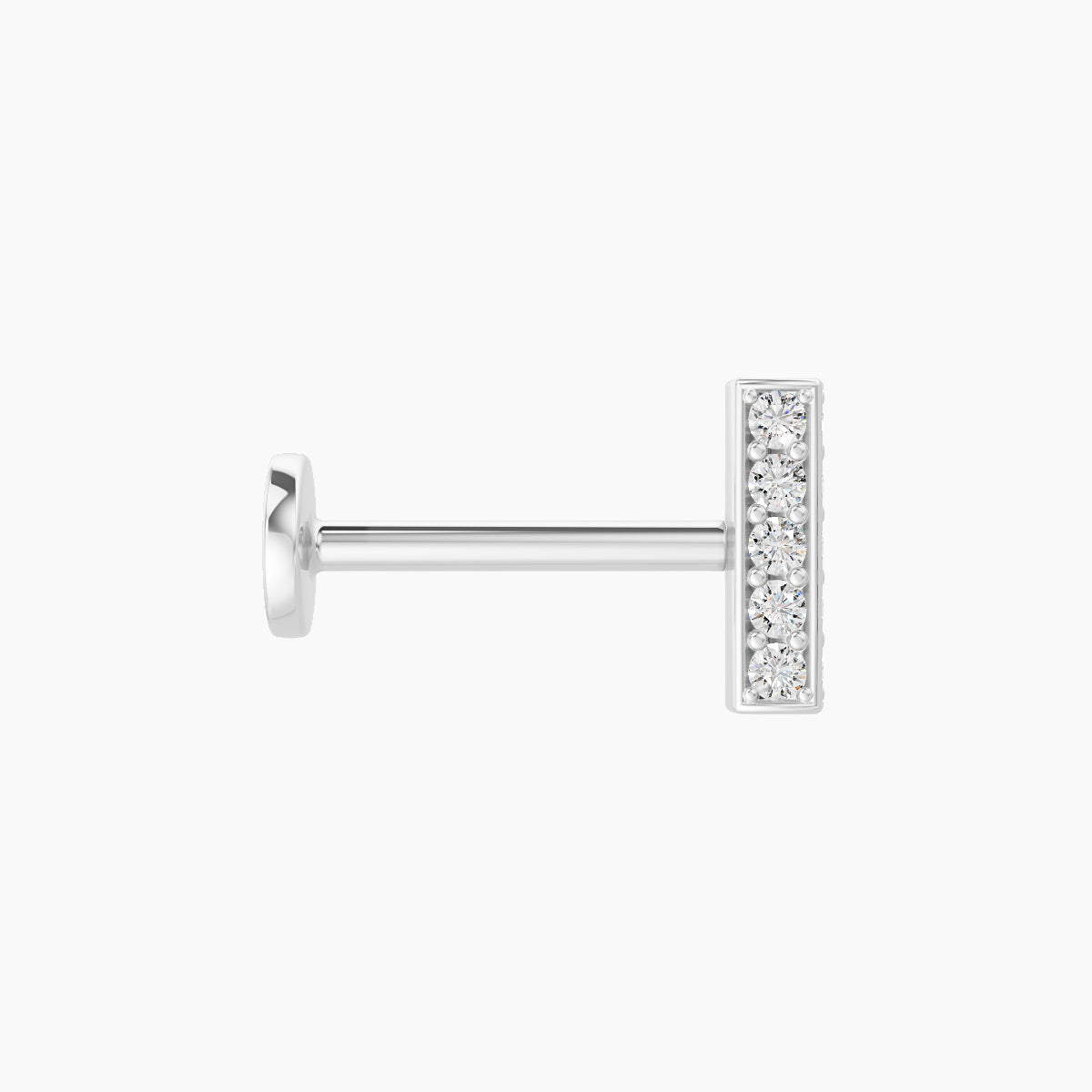 Aria | 18k White Gold 6.5 mm 8 mm Bar Diamond Nose Piercing