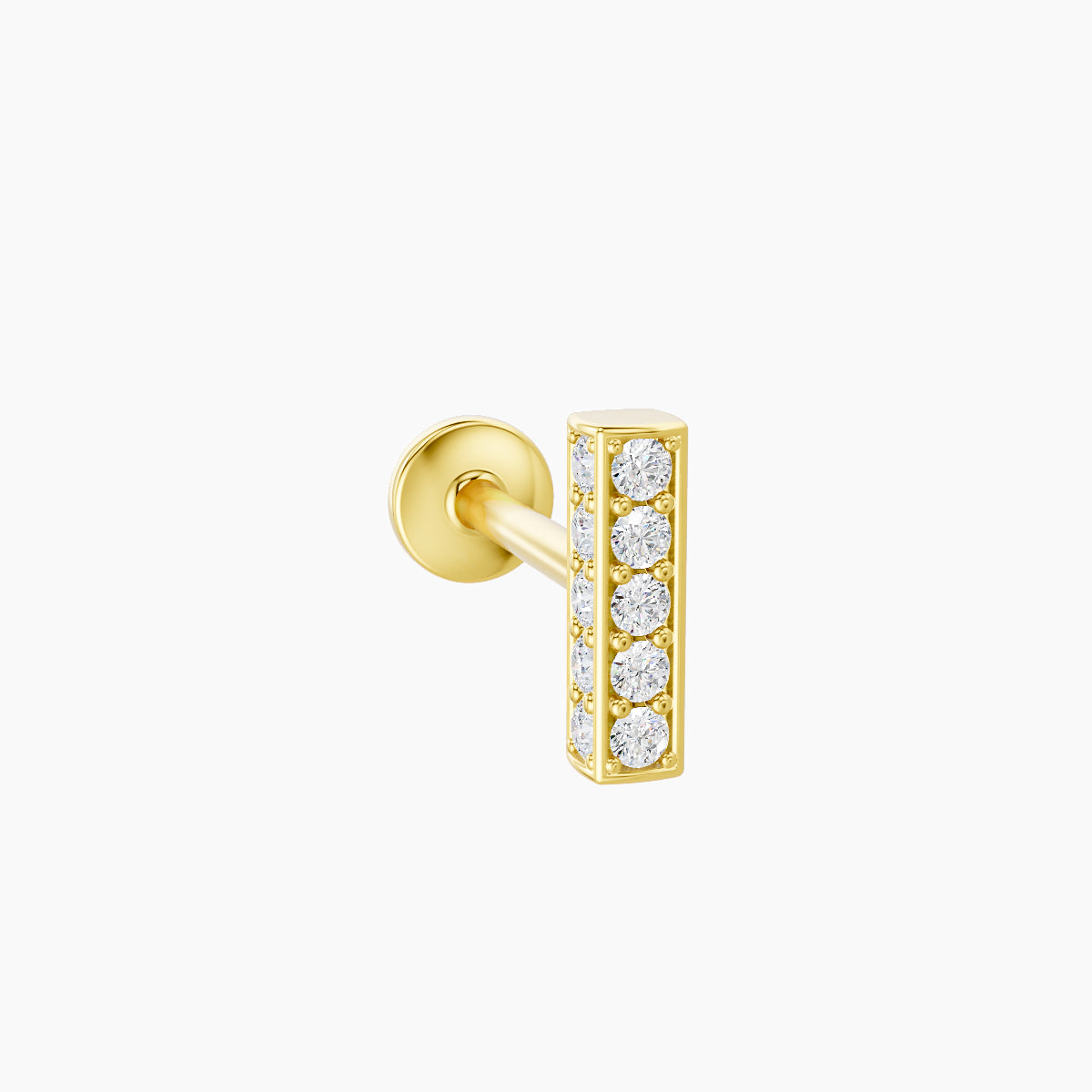 Aria | 18k Yellow Gold 6.5 mm 8 mm Bar Diamond Nose Piercing