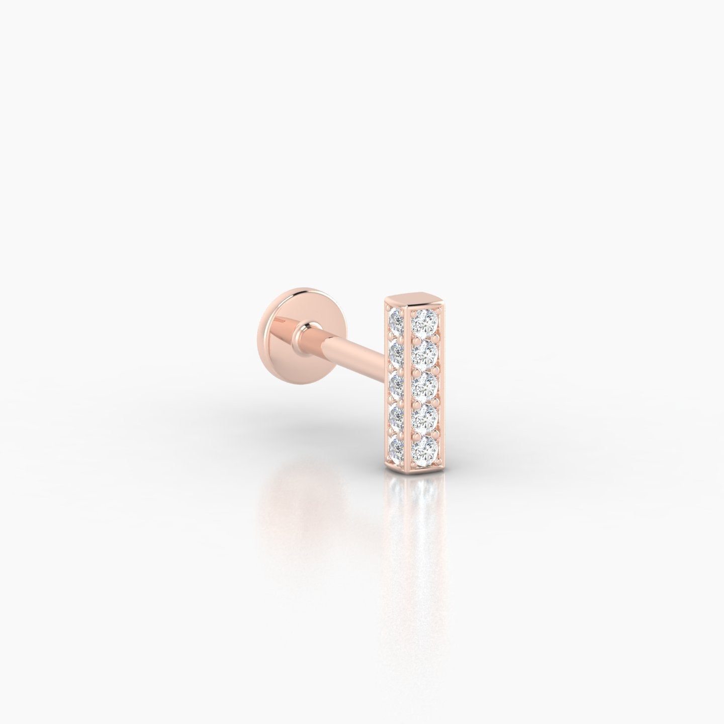 Aria | 18k Rose Gold 6.5 mm 8 mm Bar Diamond Nose Piercing