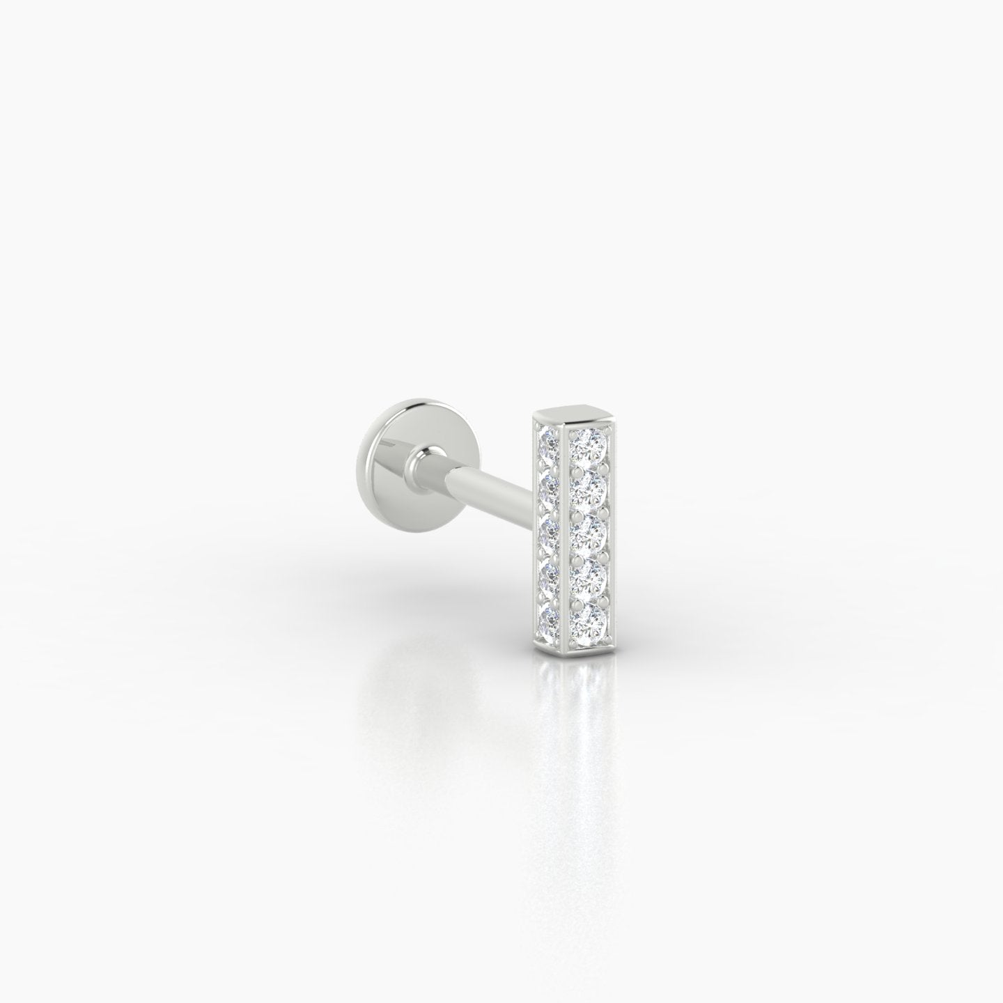 Aria | 18k White Gold 6.5 mm 8 mm Bar Diamond Nose Piercing