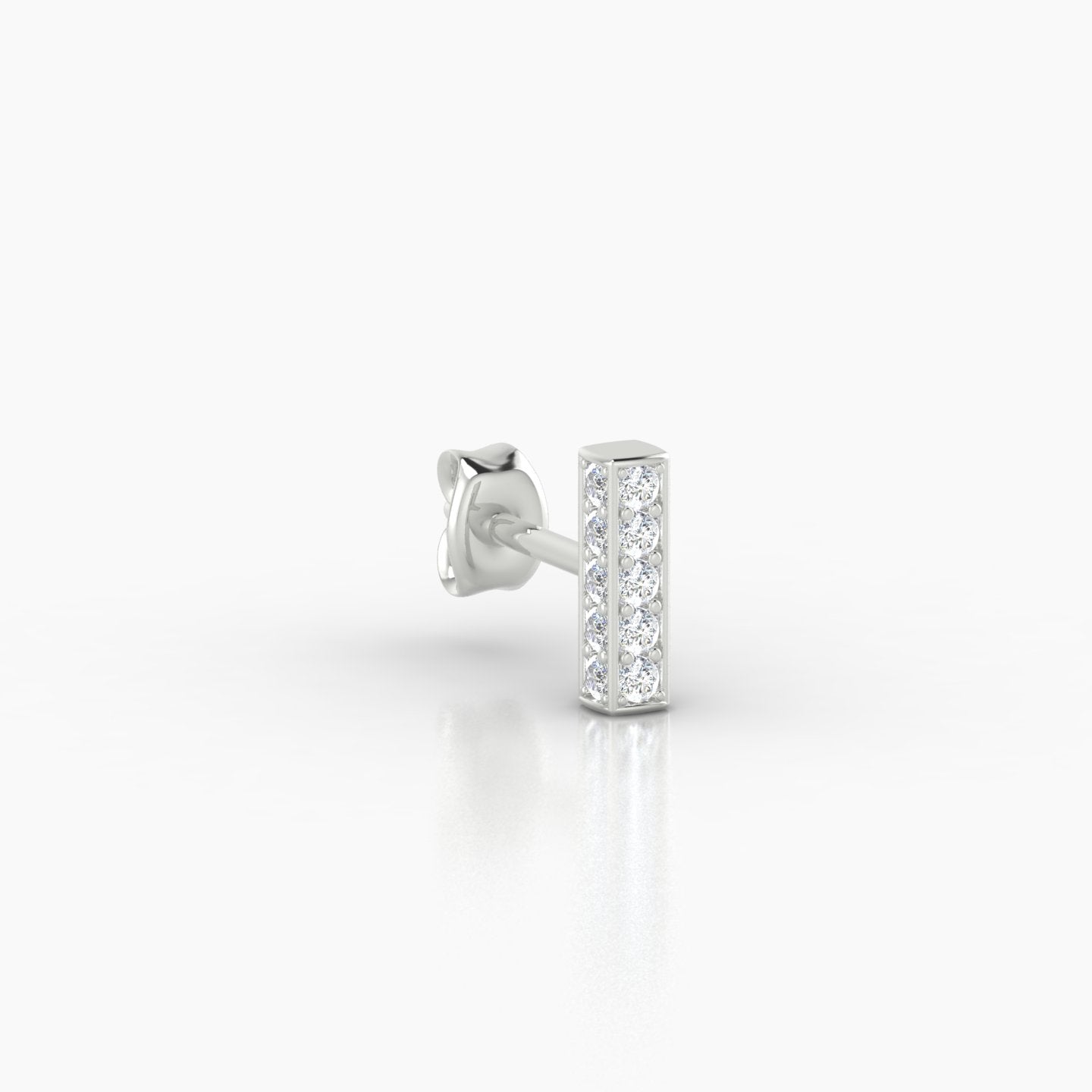 Aria | 18k White Gold 6.5 mm Bar Diamond Earring