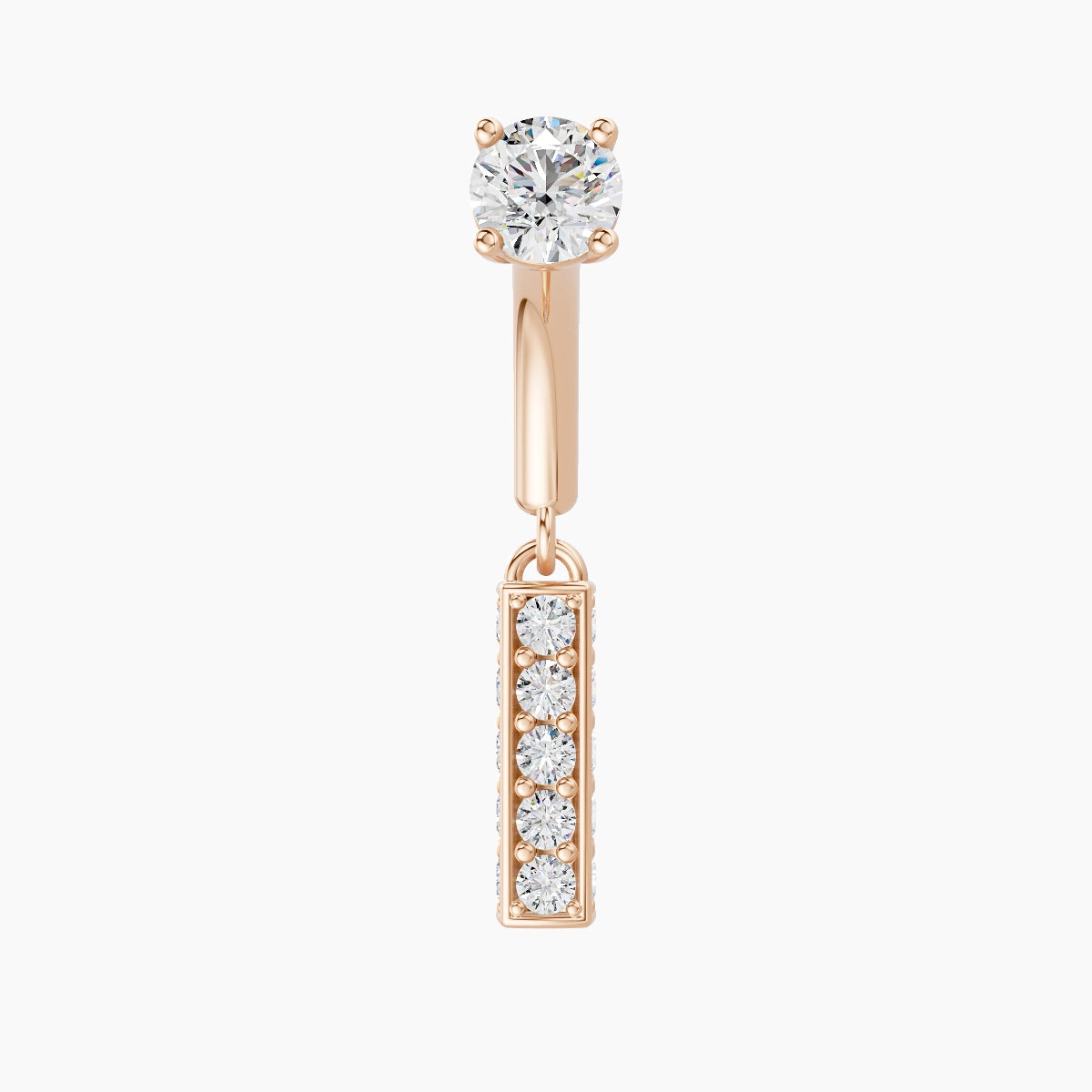 Aria | Piercing Rook Barre Diamant Or Rose 18k Hypoallergénique 6.5 mm 6 mm
