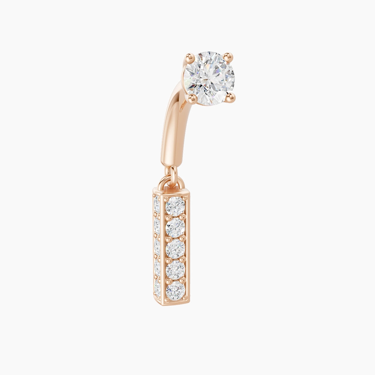 Aria | Piercing Rook Barre Diamant Or Rose 18k Hypoallergénique 6.5 mm 6 mm