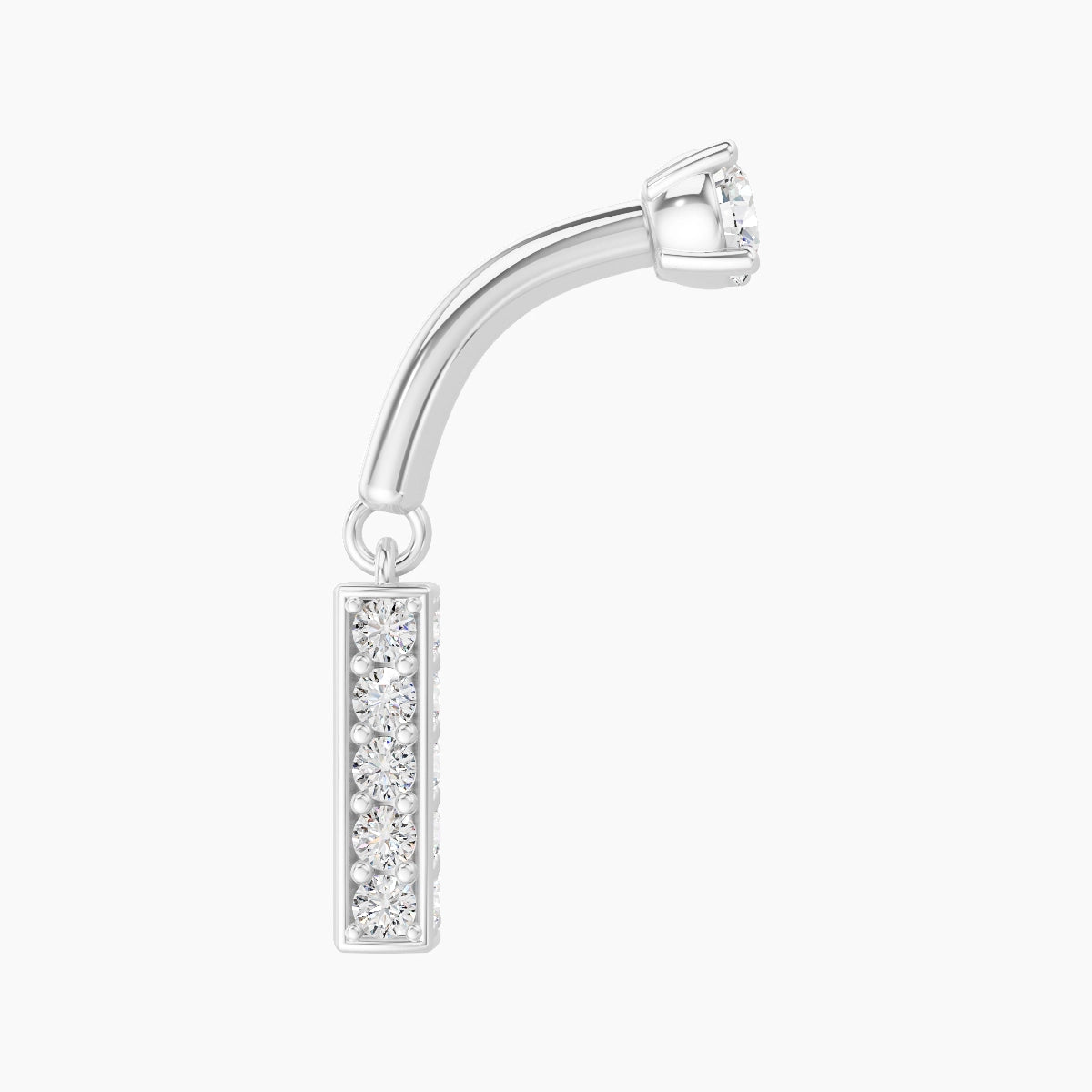 Aria | Piercing Rook Barre Diamant Or Blanc 18k Hypoallergénique 6.5 mm 6 mm