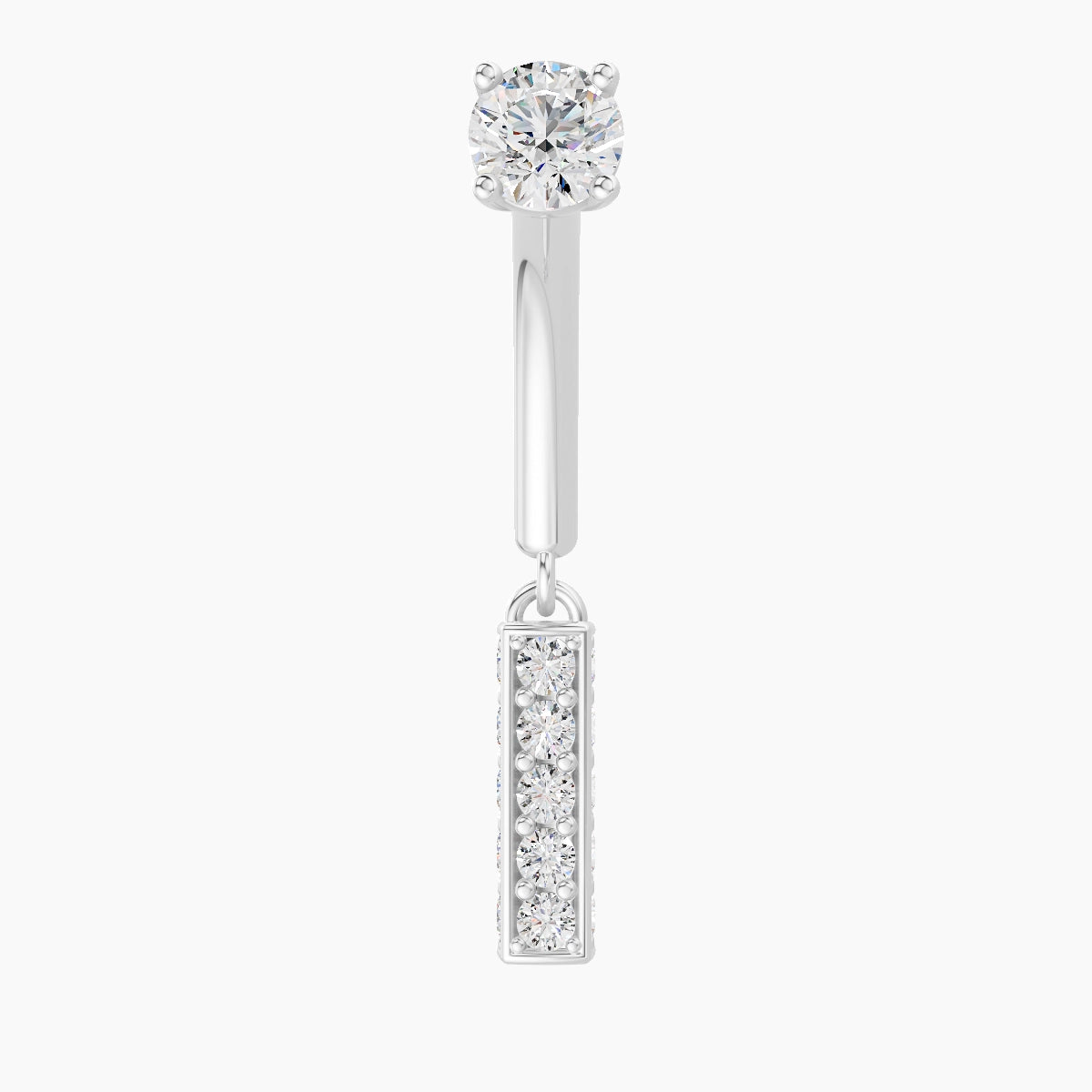 Aria | Piercing Rook Barre Diamant Or Blanc 18k Hypoallergénique 6.5 mm 8 mm