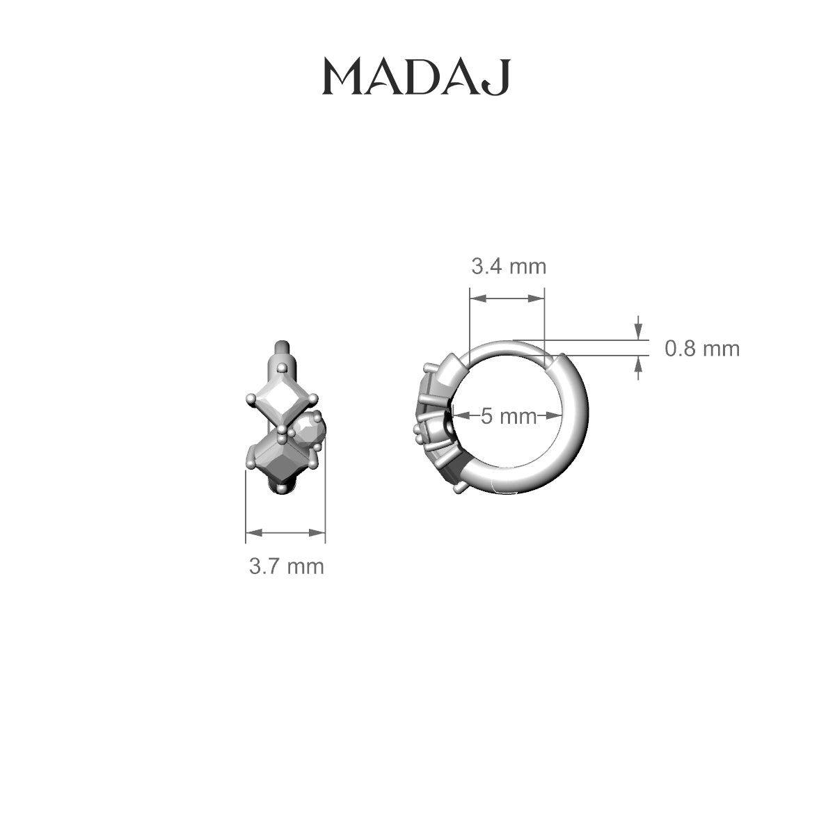 Ariana | 18k Yellow Gold 5 mm Diamond Hoop Piercing