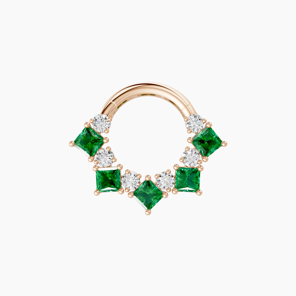 Ariana | 18k Rose Gold 6.5 mm Emerald & Diamond Daith Piercing