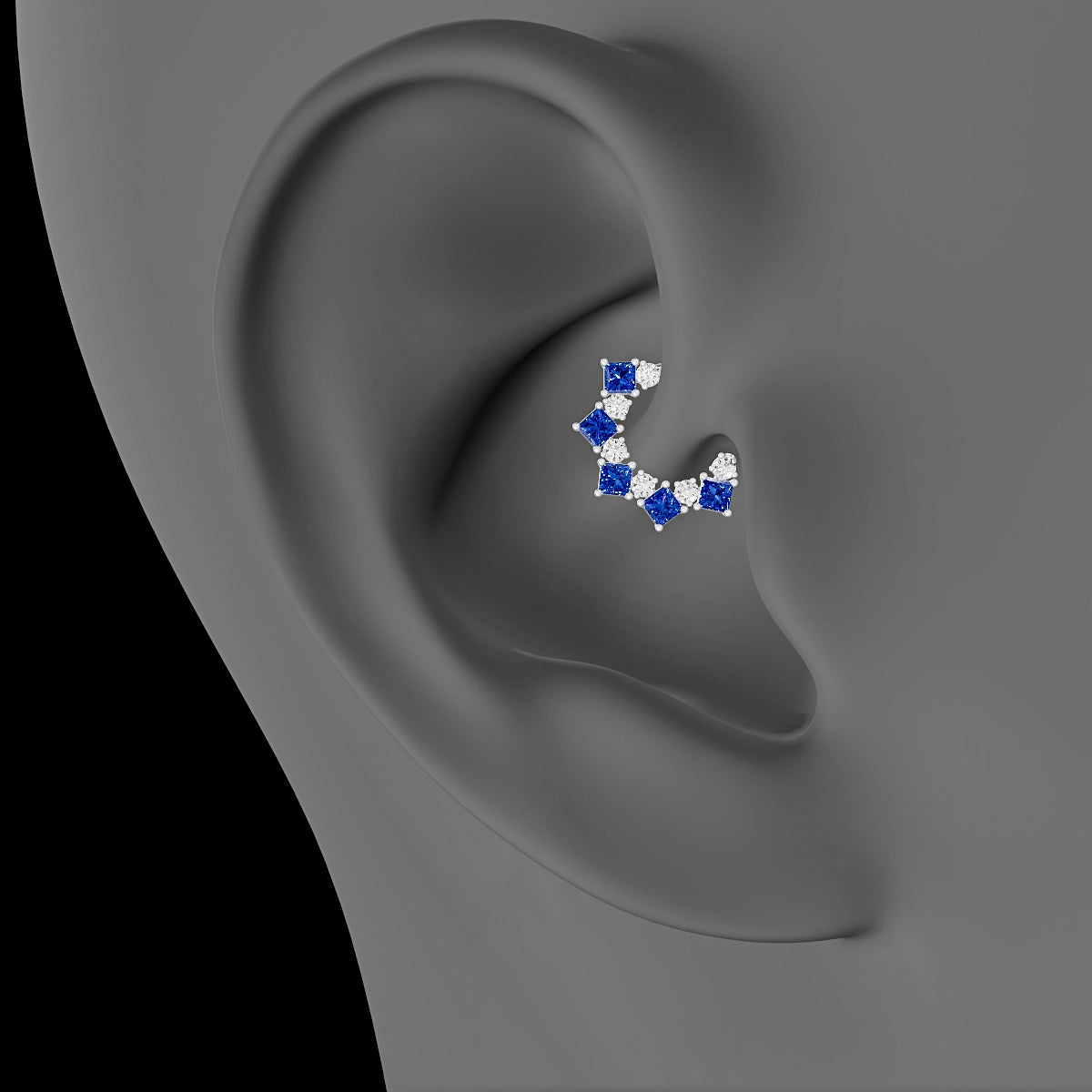 Ariana | 18k White Gold 6.5 mm Sapphire & Diamond Daith Piercing