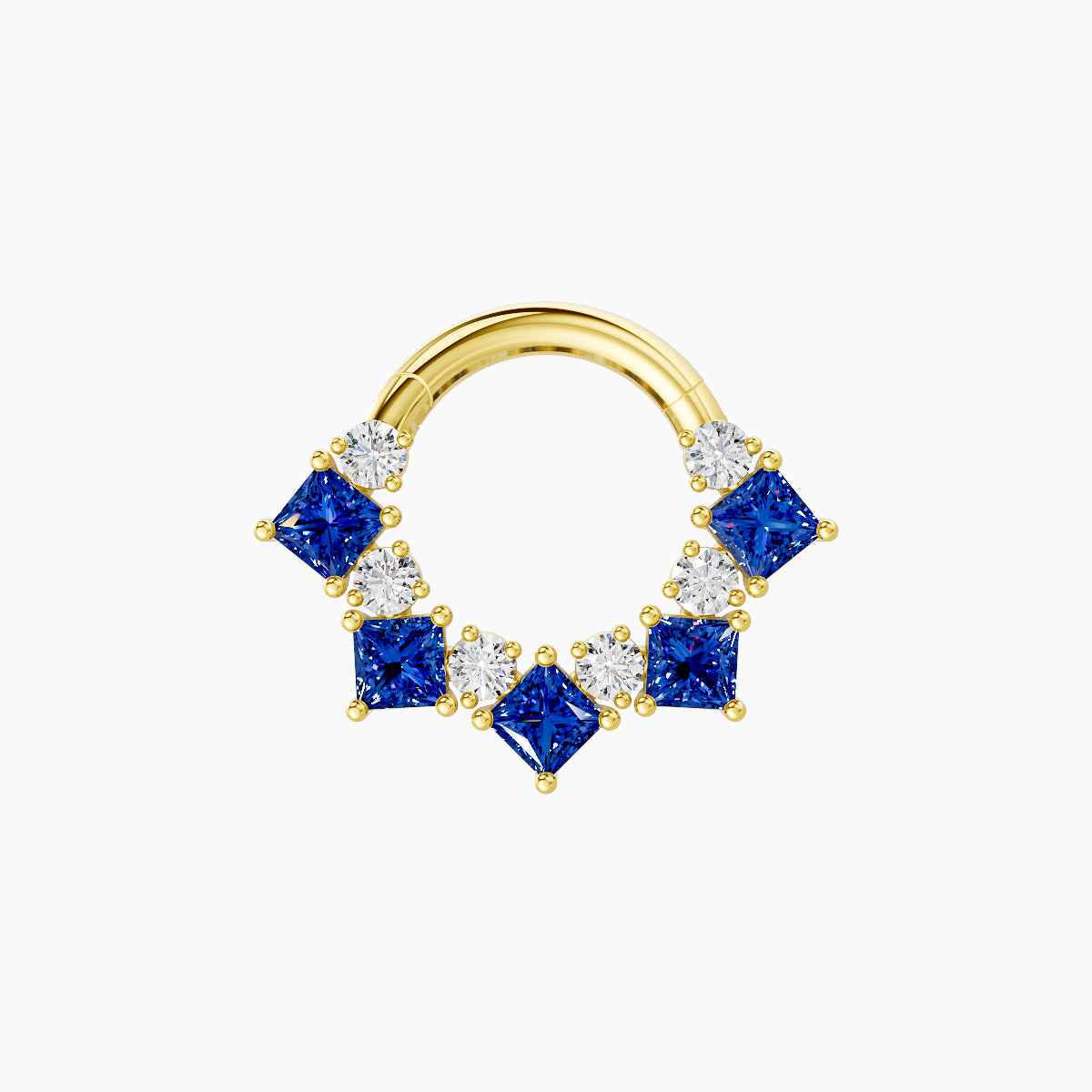 Ariana | 18k Yellow Gold 6.5 mm Sapphire & Diamond Daith Piercing