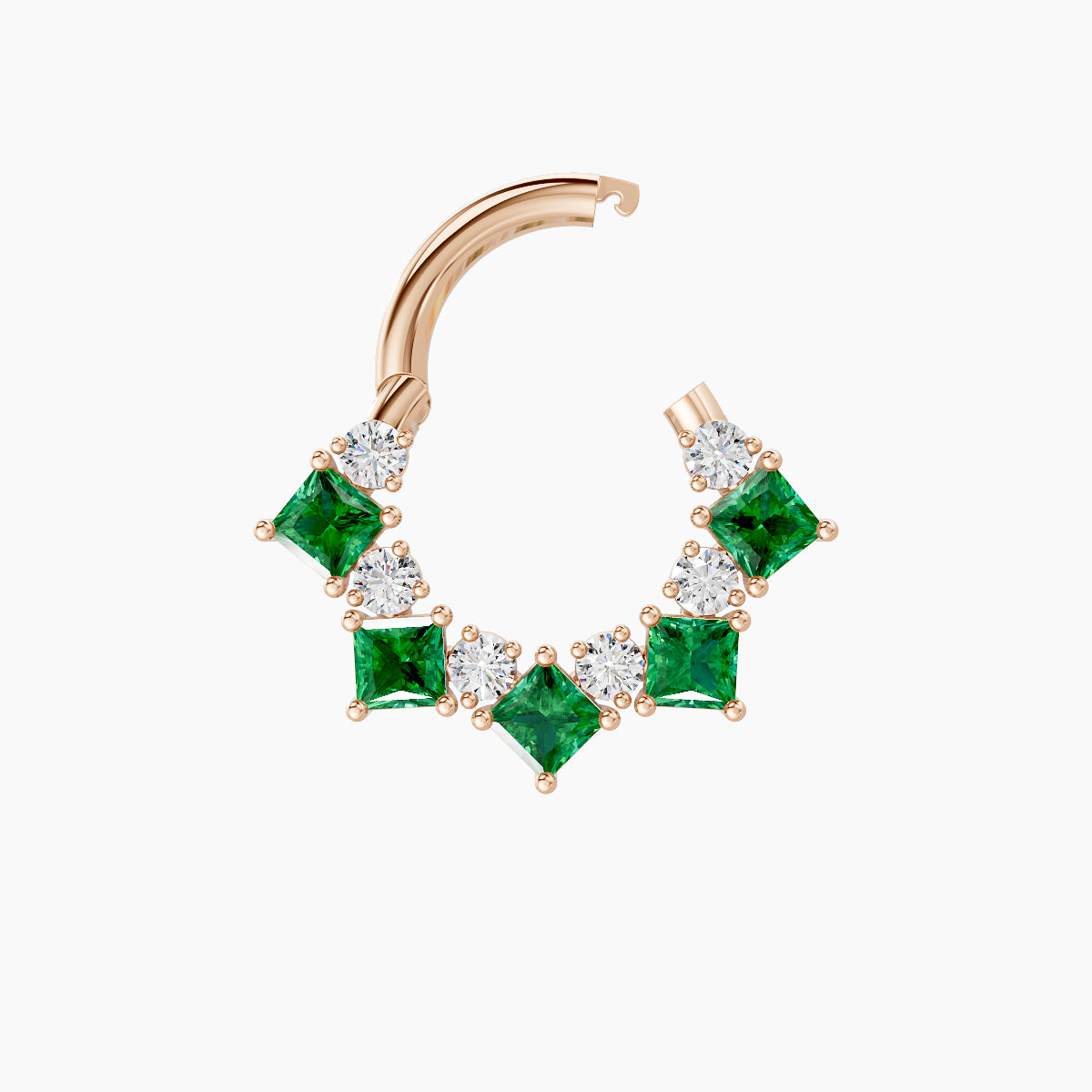 Ariana | 18k Rose Gold 6.5 mm Emerald & Diamond Septum Piercing