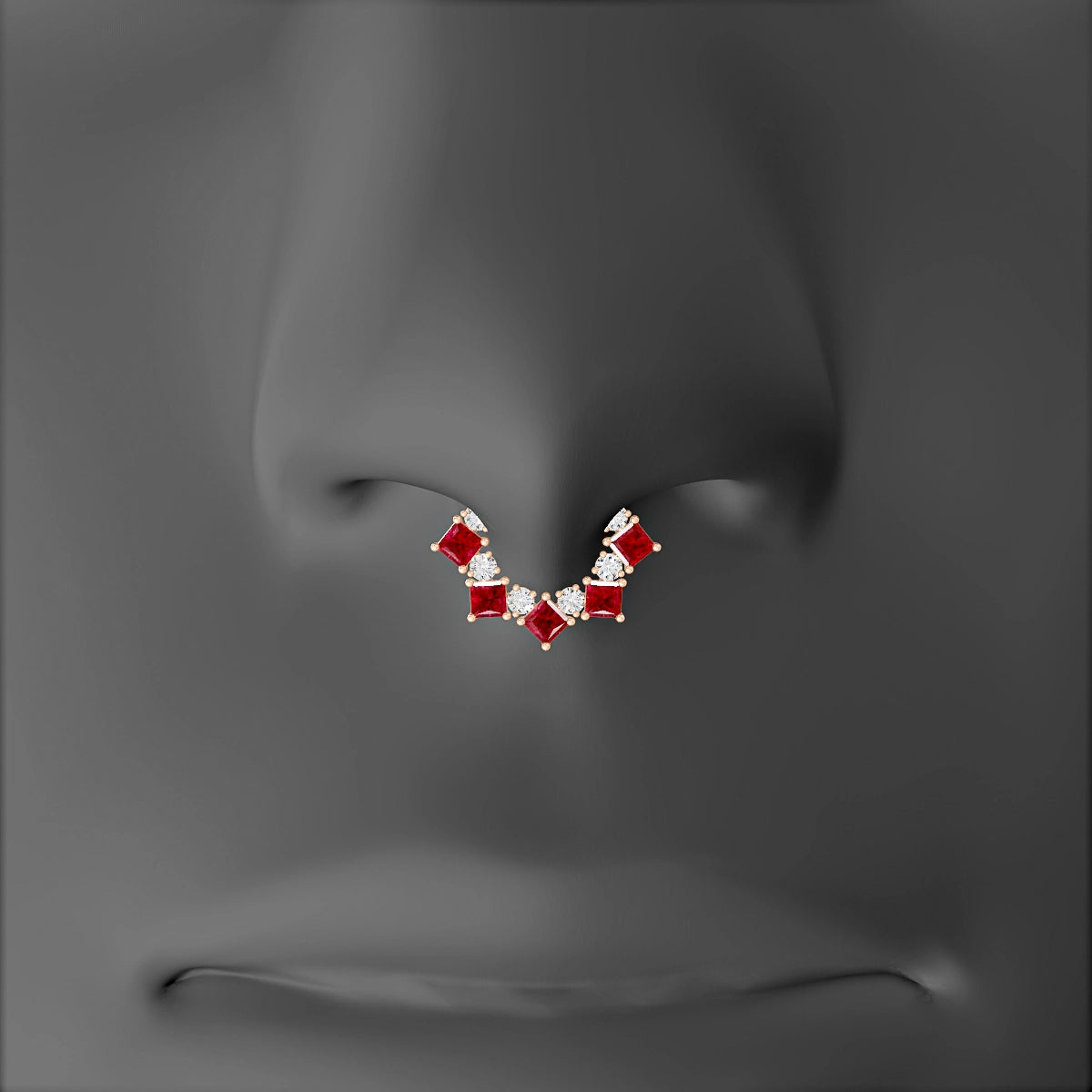 Ariana | 18k Rose Gold 6.5 mm Ruby & Diamond Septum Piercing