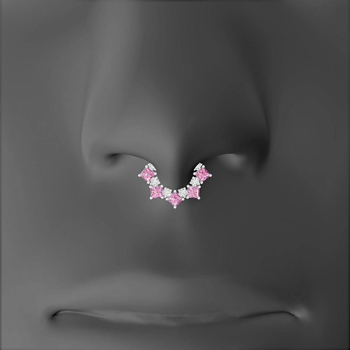 Ariana | 18k White Gold 6.5 mm Pink Sapphire & Diamond Septum Piercing