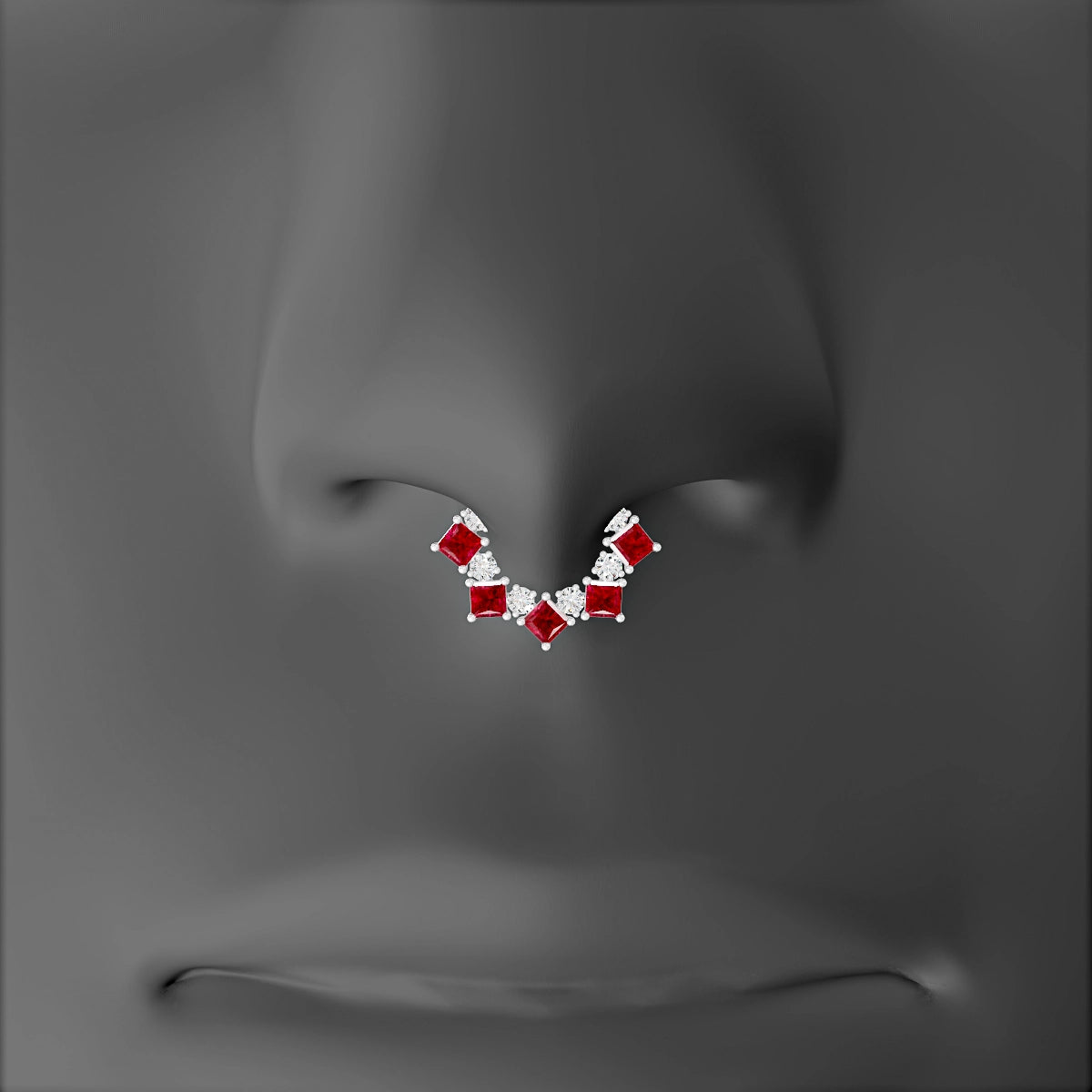 Ariana | 18k White Gold 6.5 mm Ruby & Diamond Septum Piercing
