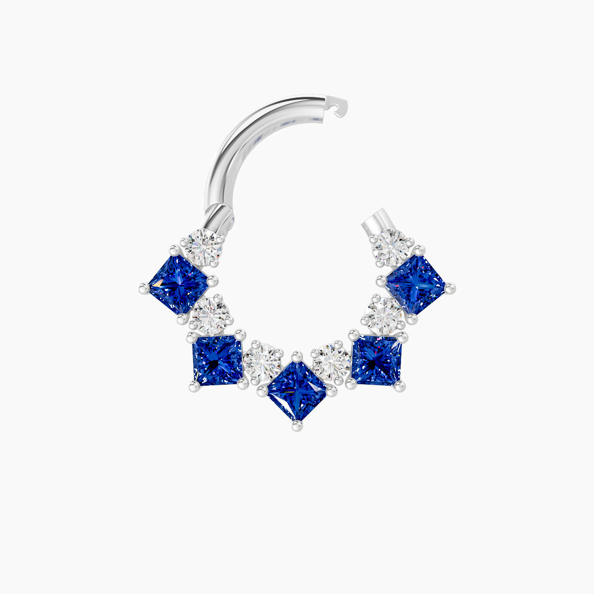 Ariana | 18k White Gold 6.5 mm Sapphire & Diamond Septum Piercing