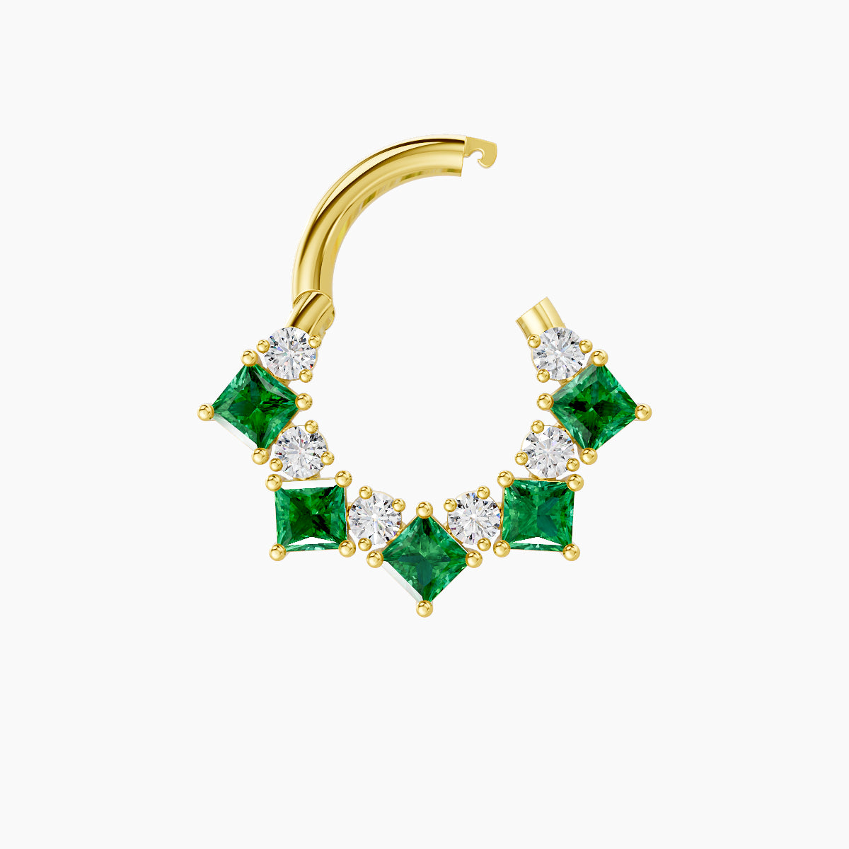 Ariana | 18k Yellow Gold 6.5 mm Emerald & Diamond Septum Piercing