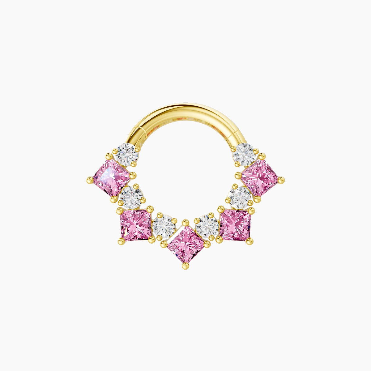 Ariana | 18k Yellow Gold 6.5 mm Pink Sapphire & Diamond Septum Piercing