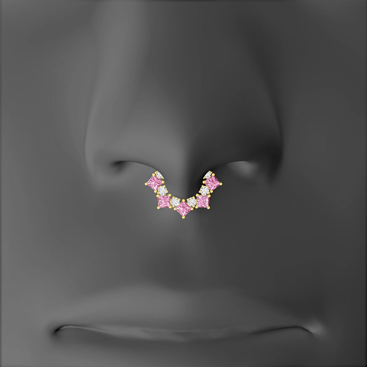 Ariana | 18k Yellow Gold 6.5 mm Pink Sapphire & Diamond Septum Piercing