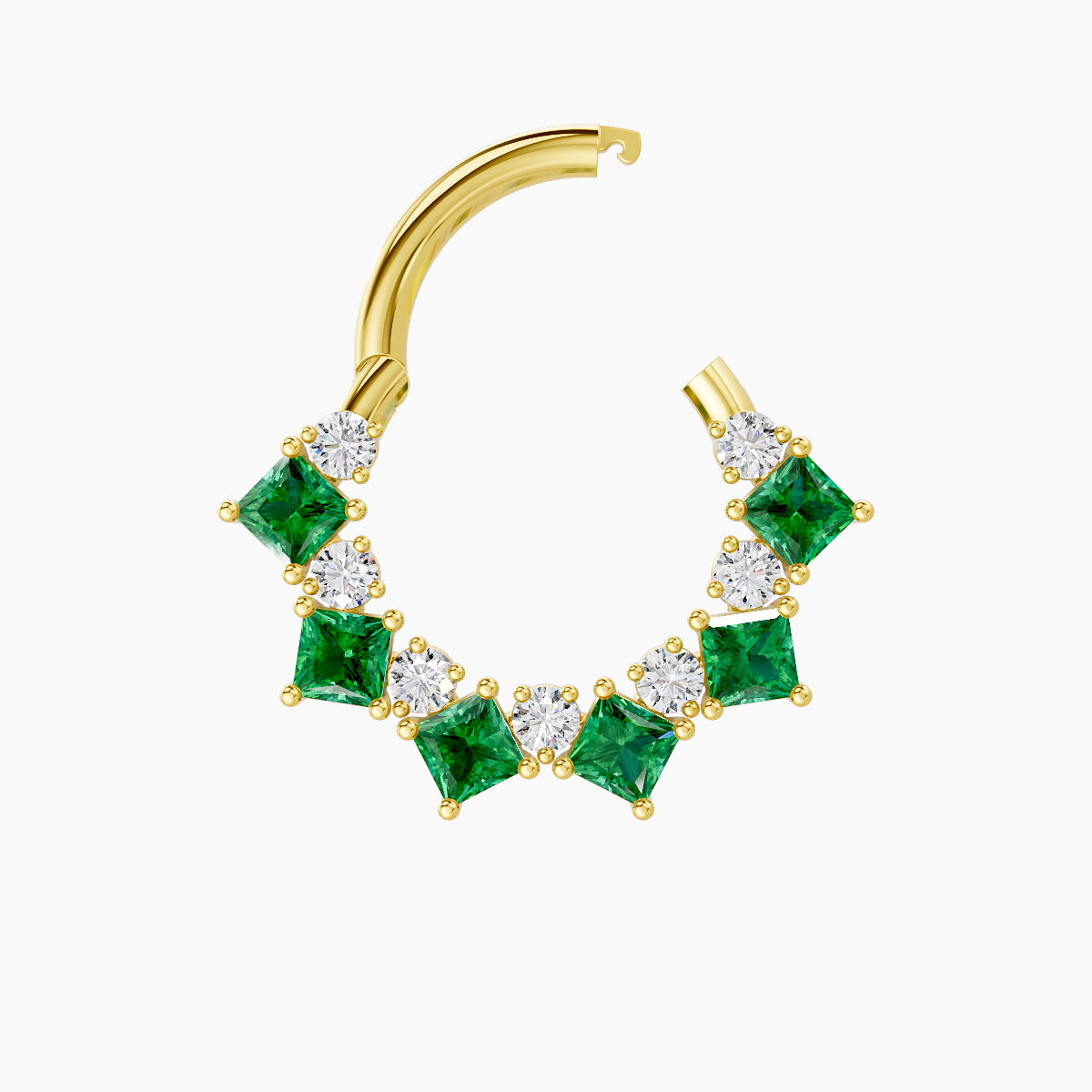 Ariana | 18k Yellow Gold 8 mm Emerald & Diamond Daith Piercing