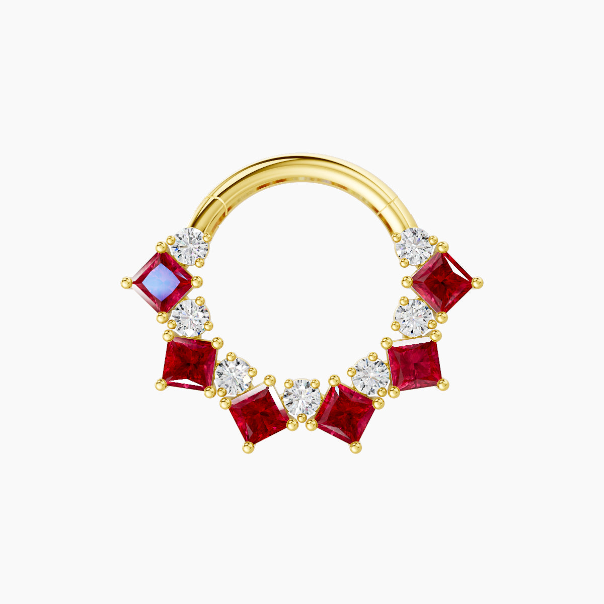 Ariana | 18k Yellow Gold 8 mm Ruby & Diamond Daith Piercing