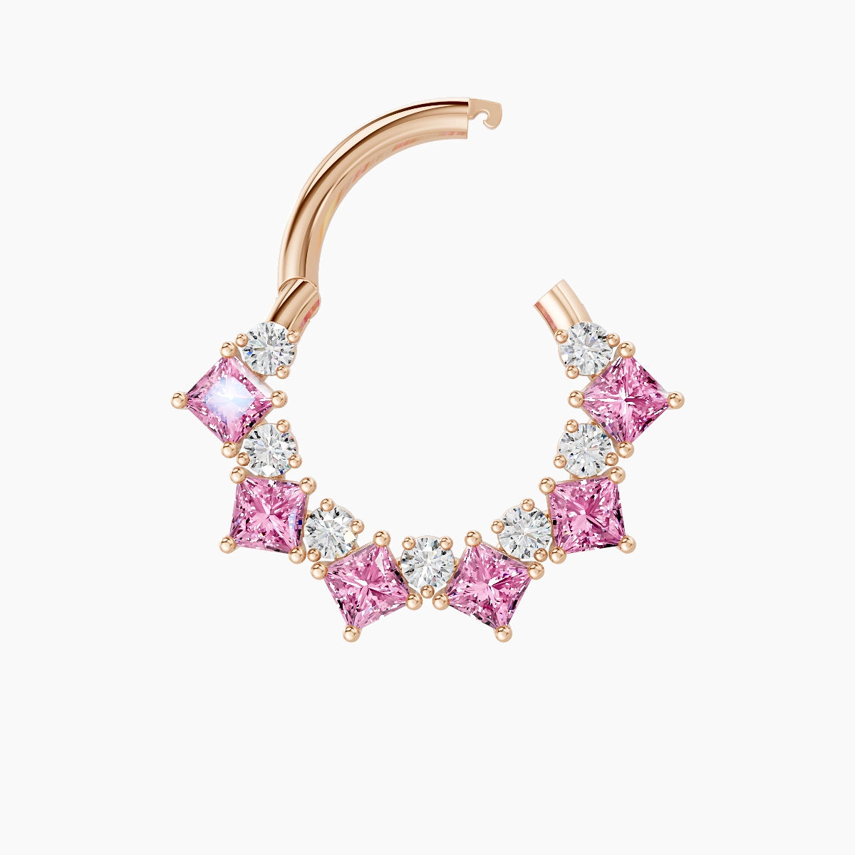 Ariana | 18k Rose Gold 8 mm Pink Sapphire & Diamond Septum Piercing