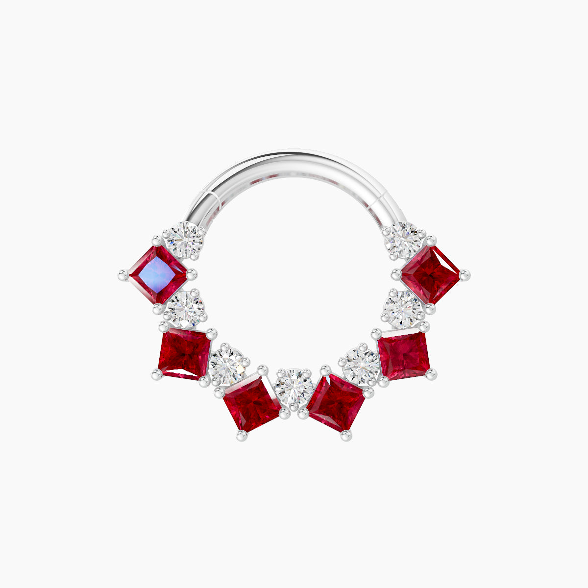 Ariana | 18k White Gold 8 mm Ruby & Diamond Septum Piercing